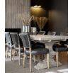 Small grey wood dining table with middle rail
