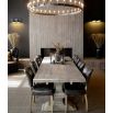 Small grey wood dining table with middle rail