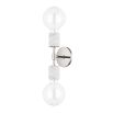 A modern chic glass globe wall sconce with white marble and polished nickel accents