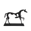 Metal horse sculpture of majestic horse, in black finish