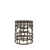 Side table with geometric design in vintage brass