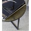 Set of three side tables with black frame and vintage brass finish top