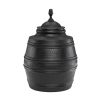 Large patterned jar with lid in black finish