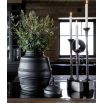 Large patterned jar with lid in black finish