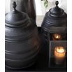 Large patterned jar with lid in black finish