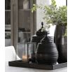 Large patterned jar with lid in black finish