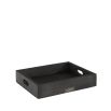 Small black wooden tray with raised edges
