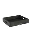 Black wooden tray with raised edges