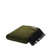 Green wool throw with tassles and shimmered finish