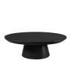 Low round black coffee table with cylindrical base