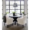 Circular wooden Scandi design dining table in black