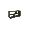 Open wooden media bench in dark brown