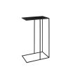 Modern black metal side table with slender base and top
