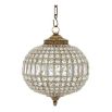 Small crystal glass oval design chandelier - Brass