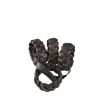 Weave look leather napkin rings in set of 4