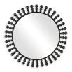 Elevate your decor with the Aziel Round Mirror—a stunning fusion of sleek satin black and modern sphere accents for a bold statement.