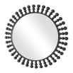 Elevate your decor with the Aziel Round Mirror—a stunning fusion of sleek satin black and modern sphere accents for a bold statement.
