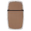 Rounded rectangular mirror with white waved edges