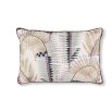 Tropical cushion featuring purple and beige hues