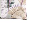 Tropical cushion featuring purple and beige hues