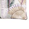 Tropical cushion featuring purple and beige hues
