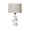 Twisted table lamp in white with beige linen shade