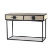 Dressing table with beige shagreen top and black solid wood frame