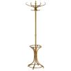 Gently curved coatrack in antique brass finish 