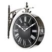 Classic black old-style wall clock with nickel finish 