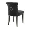 Luxury black cashmere dining chair with studding