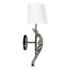 Luxury nickel floral stemmed wall lamp with white shade 