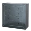 Art deco inspired 4 drawer chest in black bevelled mirror glass