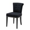 Luxury black linen dining chair with studding