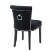 Luxury black linen dining chair with studding