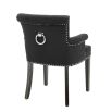 Luxury modern French black cashmere armchair with studded edge