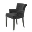 Luxury modern French black cashmere armchair with studded edge