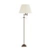 Contemporary floor lamp with adjustable top and brass and glass stand