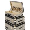 Set of 3 luxury tweed style brass trunks in multiple sizes