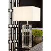 Luxury geometric pattern glass table lamp with off-white shade