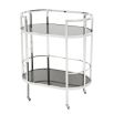 Stainless steel framed drinks trolley with 2 glass shelves