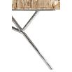 Nature inspired polished stainless steel coffee table with a light wood table top
