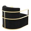 Designer stylish black velvet armchair with gold frame