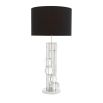 Nickel table lamp with crystal detailing table lamp with black shade
