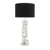 Nickel table lamp with crystal detailing table lamp with black shade