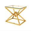 Clear glass top, angular, gold finished side table