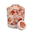 Luxury antique red and white floral ceramic vase