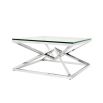 A luxurious contemporary nickel and glass coffee table