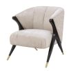 Luxury off-white crushed velvet armchair with black/brass legs