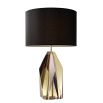 Hand cut, crystal framed table lamp with black shade - Amber tone