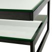 Luxury black matte frame coffee table with glass top and glass shelf